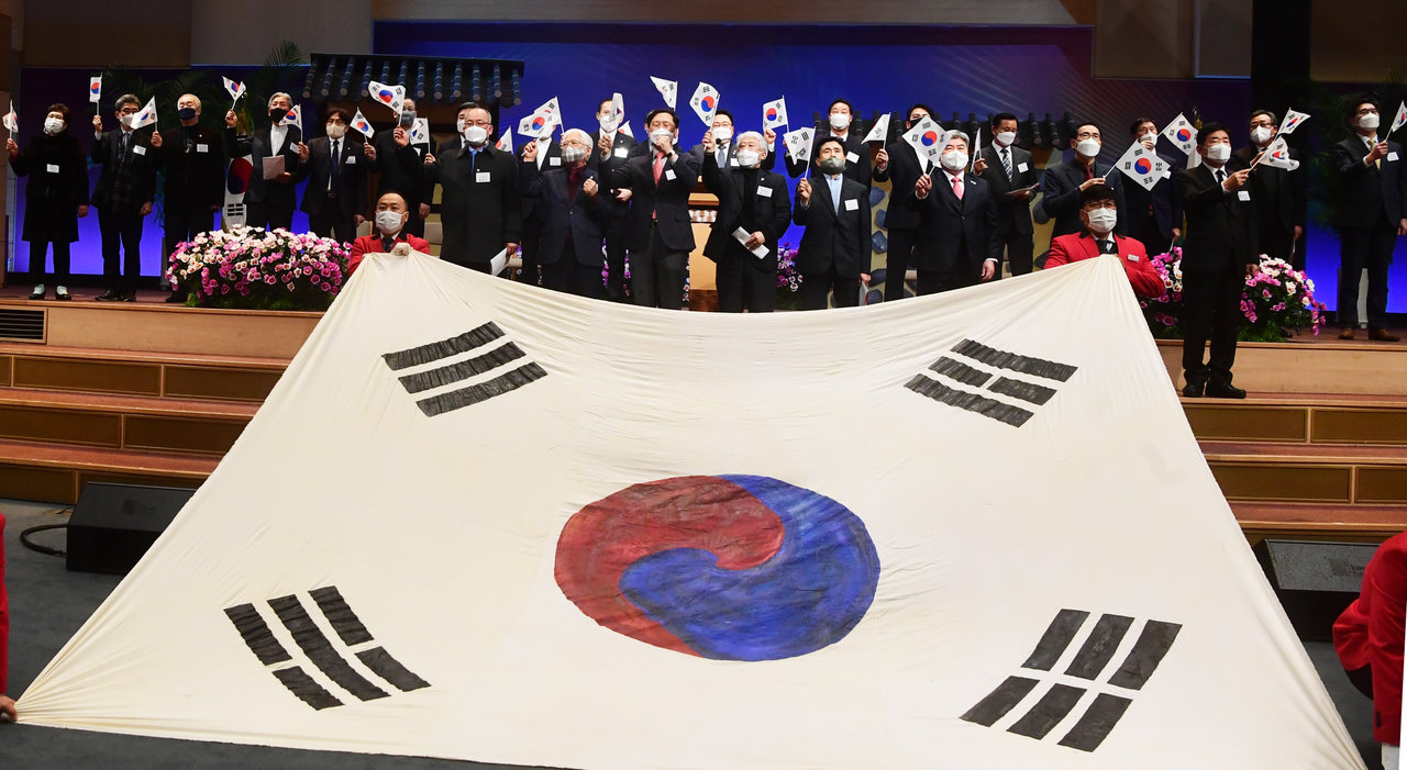 2022년 2월 27일 오후 3시 한소망교회(류영모 목사)당에서 한국교회총연합이 주최한 '3.1운동 103주년 한국교회 기념예배' 에서 / 사진@한교총