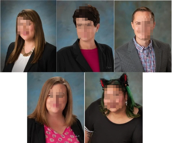 워싱턴 초등학교 교육구 이사진(governing board) 사진. 이사진은 총 5명으로 구성되어 있는데, 이중에서 3명이 LGBTQ로 알려졌다. (사진=교육구 홈페이지 갈무리 후 재편집)
