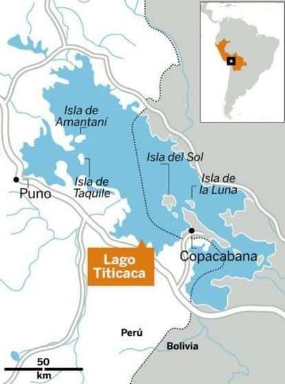 안데스 중부의 티티카카 호수