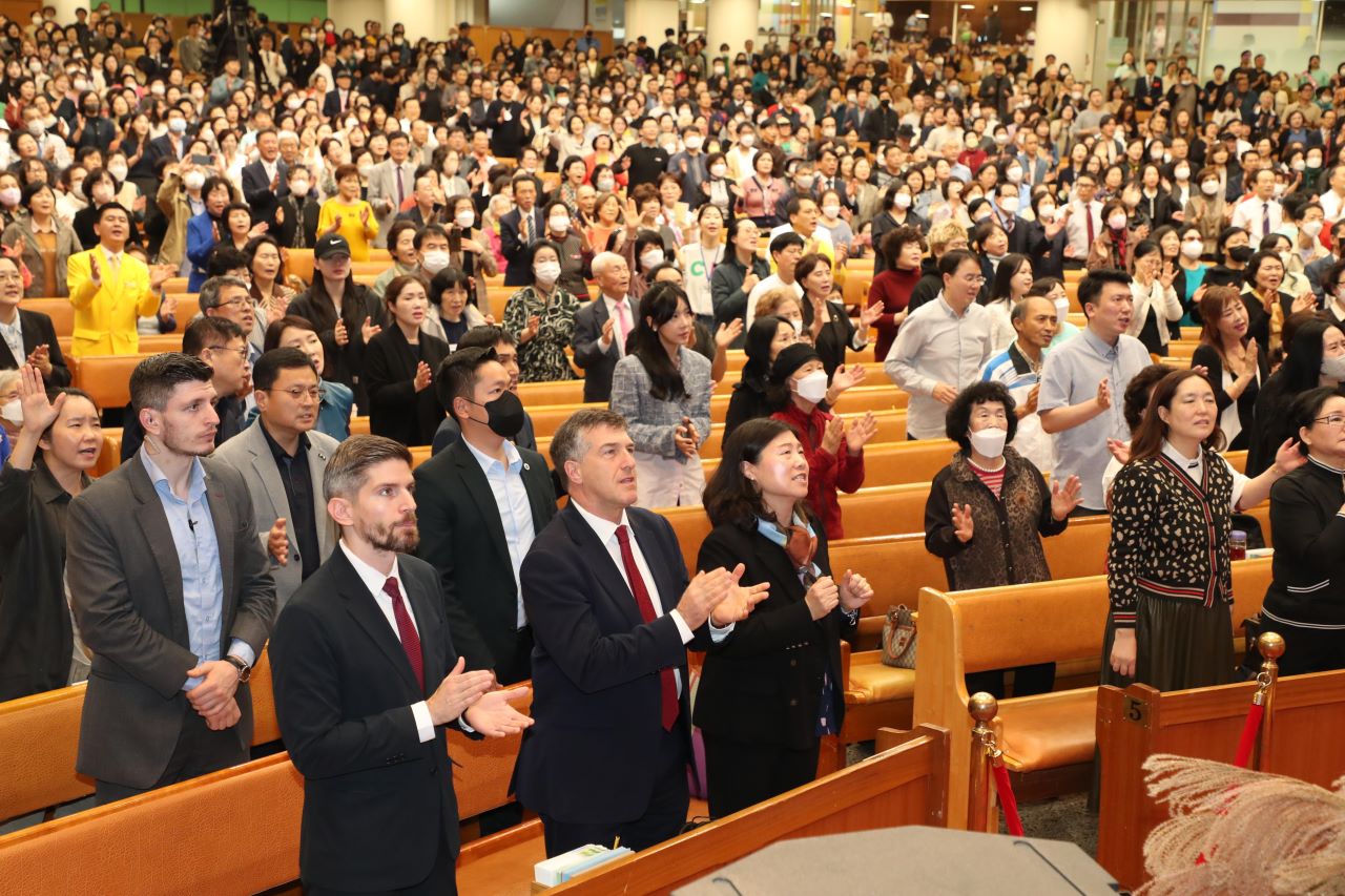 한교총이 15일 개최한 '이스라엘의 평화를 위한 기도회' 모습[한국교회총연합 제공, 재판매 및 DB 금지]